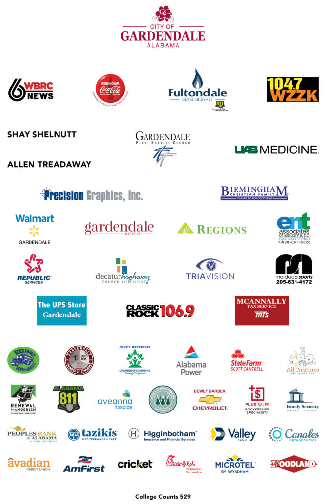 List of 2025 Gardendale Magnolia Festival sponsor logos.
