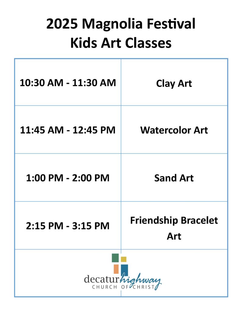 2025 Free art classes schedule.
