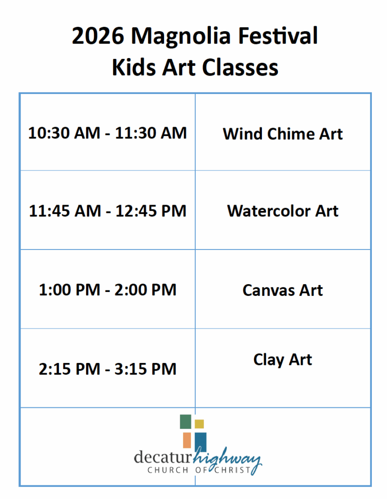 Gardendale Magnolia Festival art classes schedule 2026
