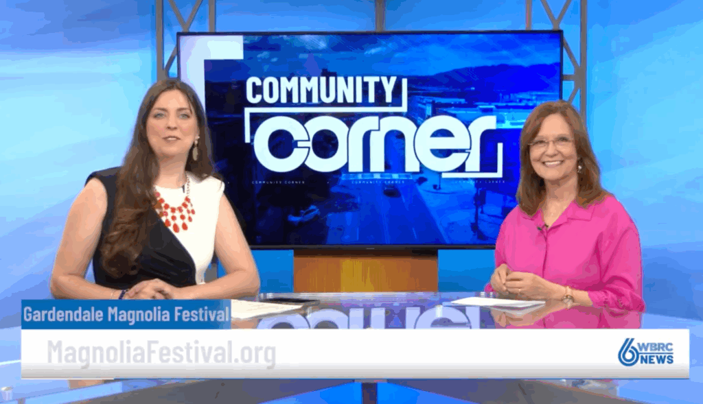 WBRC interview Gardendale Magnolia Festival 2026 with two women at counter.